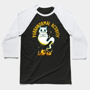 Funny Purranormal Activity Ghost Cat Halloween Baseball T-Shirt